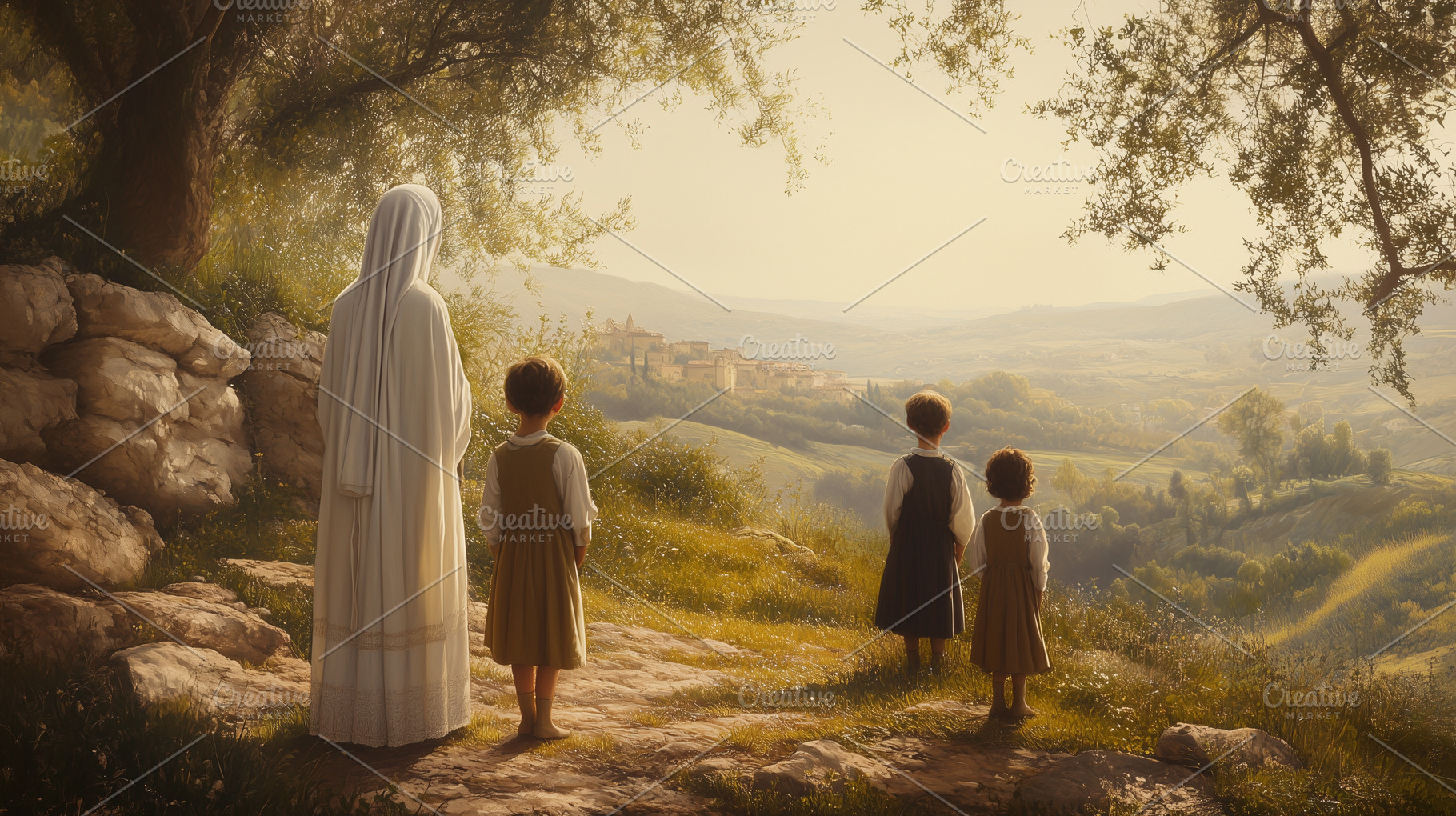 Peaceful scene of Virgin Mary with, a Holiday Photo by MistyDay