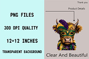 Cute Mardi Gras Highland Cow Clipart, an Illustration by SVGArt (Thumbnail 5 of 7)