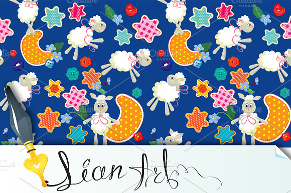 Seamless pattern - sweet dreams preview 2