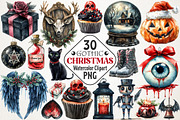 Gothic Christmas Watercolor Clipart, an Illustration by RobertsArt (Thumbnail 1 of 7)
