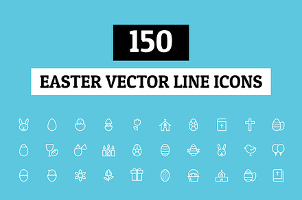 150 Easter Vector Line Icons, an Outline Icon by Creative Stall