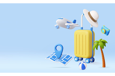 3D Travel Essentials with Map and