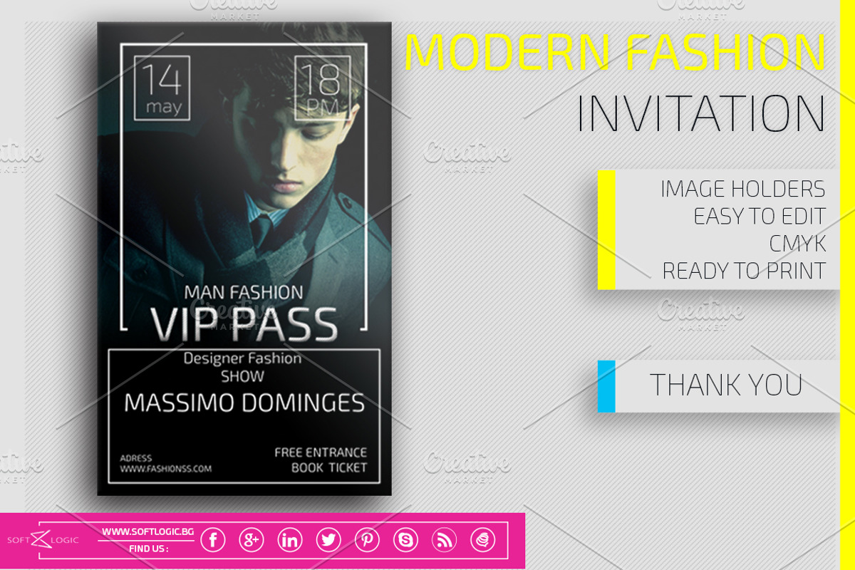 Modern Fashion  Invitation Card Pass, a Card Template by Konakchiev (Photo 1 of 2)