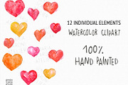 Watercolor Hearts Clipart, an Illustration by MariaScaroniAtelier (Thumbnail 2 of 4)
