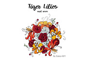 Tiger Lilies & Roses - clip-art, an Illustration by Zooza Art (Thumbnail 2 of 15)