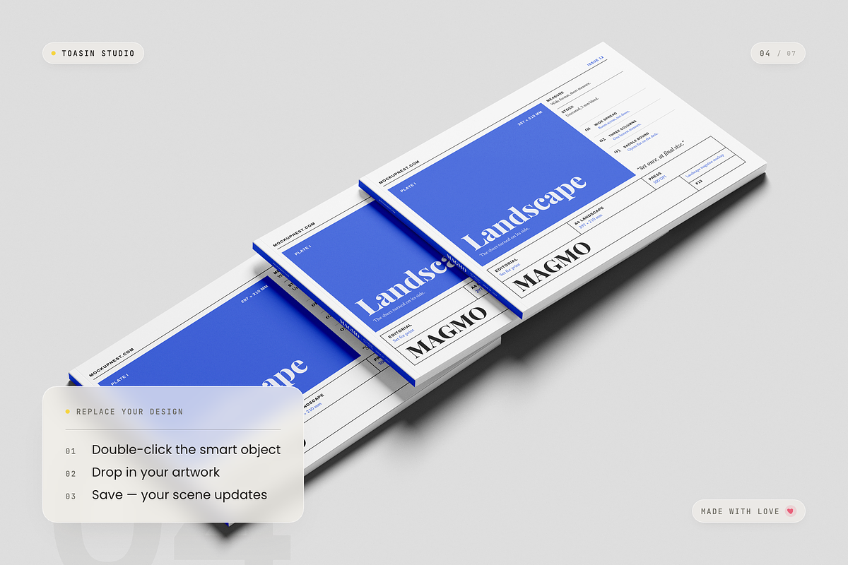 A4 Landscape Magazine Mockup, a Books & Magazine Mockup by Toasin Studio (Photo 4 of 7)