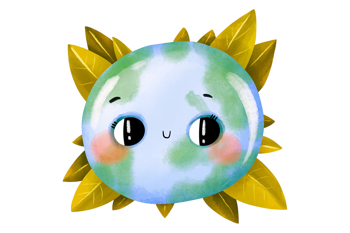 Cute Earth Day Clipart Set, Kawaii, an Education Illustration by the_myro (Photo 2 of 7)