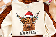 Moory Bright Highland Cow Christmas, a Seasonal Illustration by CrexoraLab (Thumbnail 1 of 4)