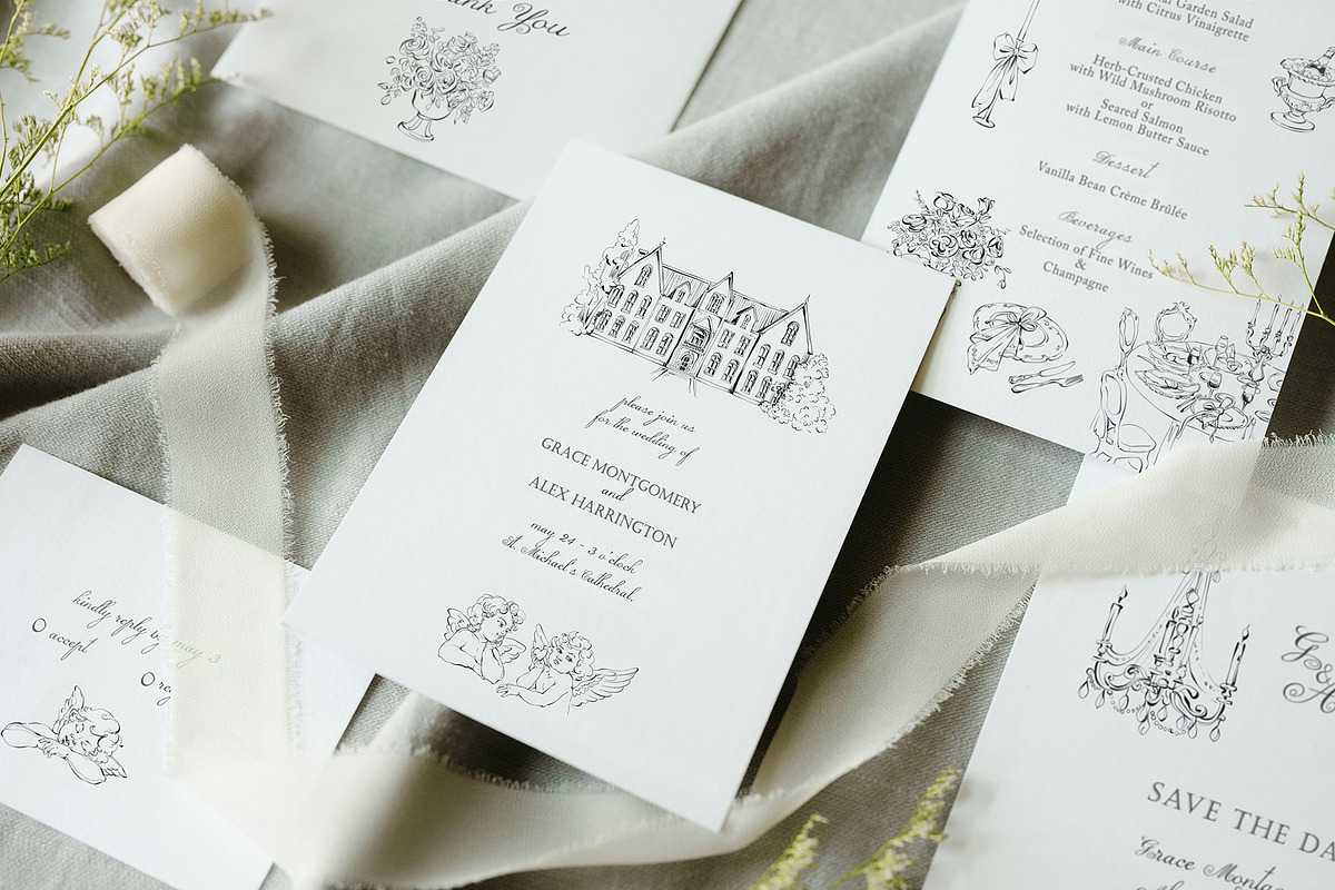 Vintage Wedding Line Art Collection, an Object Illustration by Berentine.art (Photo 2 of 14)