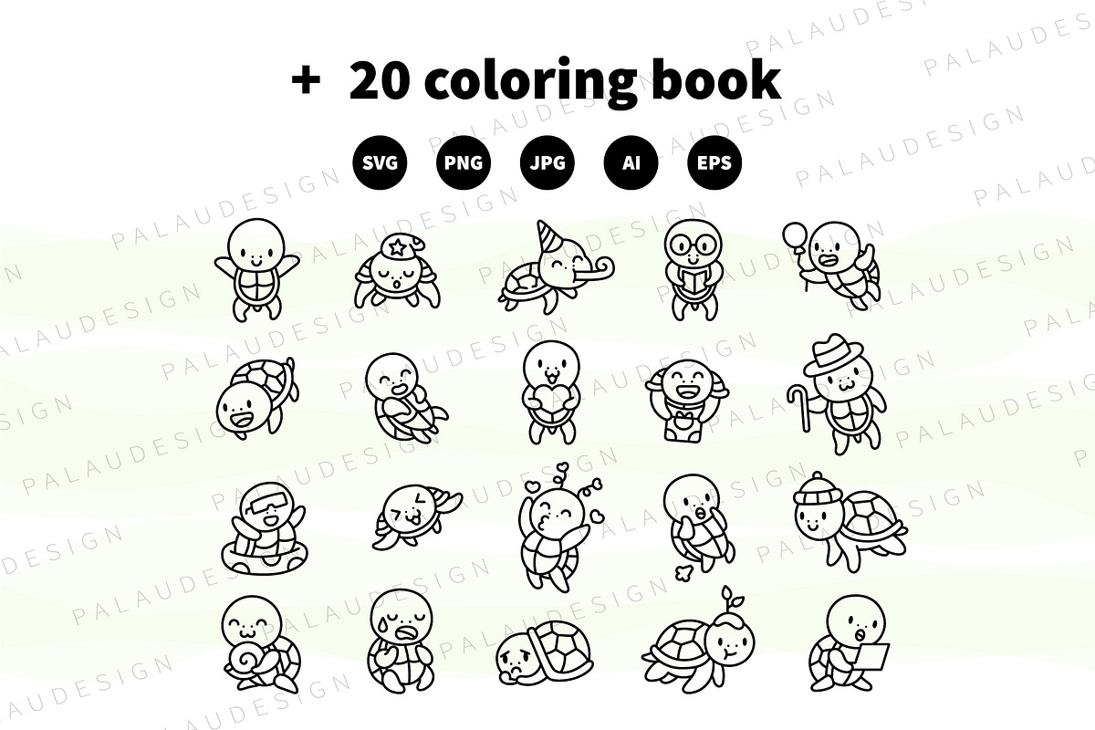 Sea Turtle Clipart Set, an Animal Illustration by Palau (Photo 9 of 10)