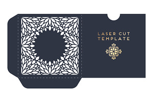 Vector wedding card laser cut template with mandala