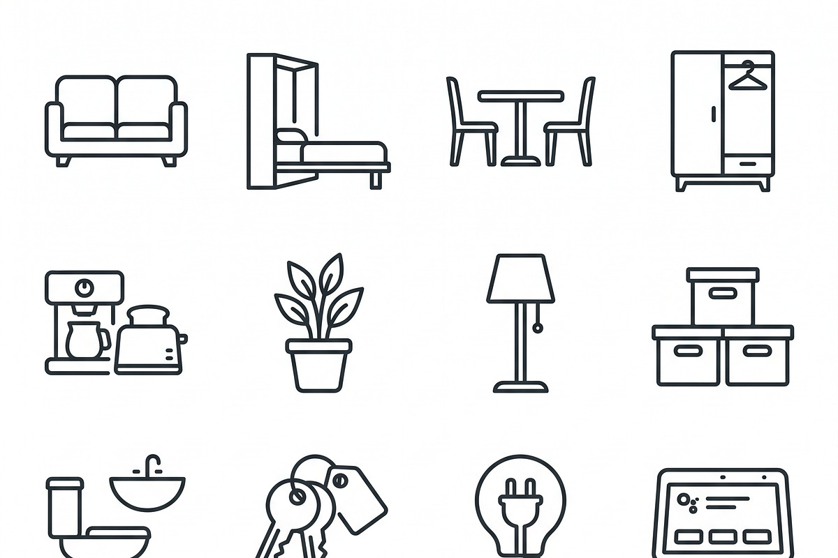 42 Vector Tiny Apartment Icon Set, an Outline Icon by adenpinkstore (Photo 12 of 12)