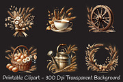 Sepia spring clipart bundle, an Illustration by RobertsArt (Thumbnail 4 of 7)