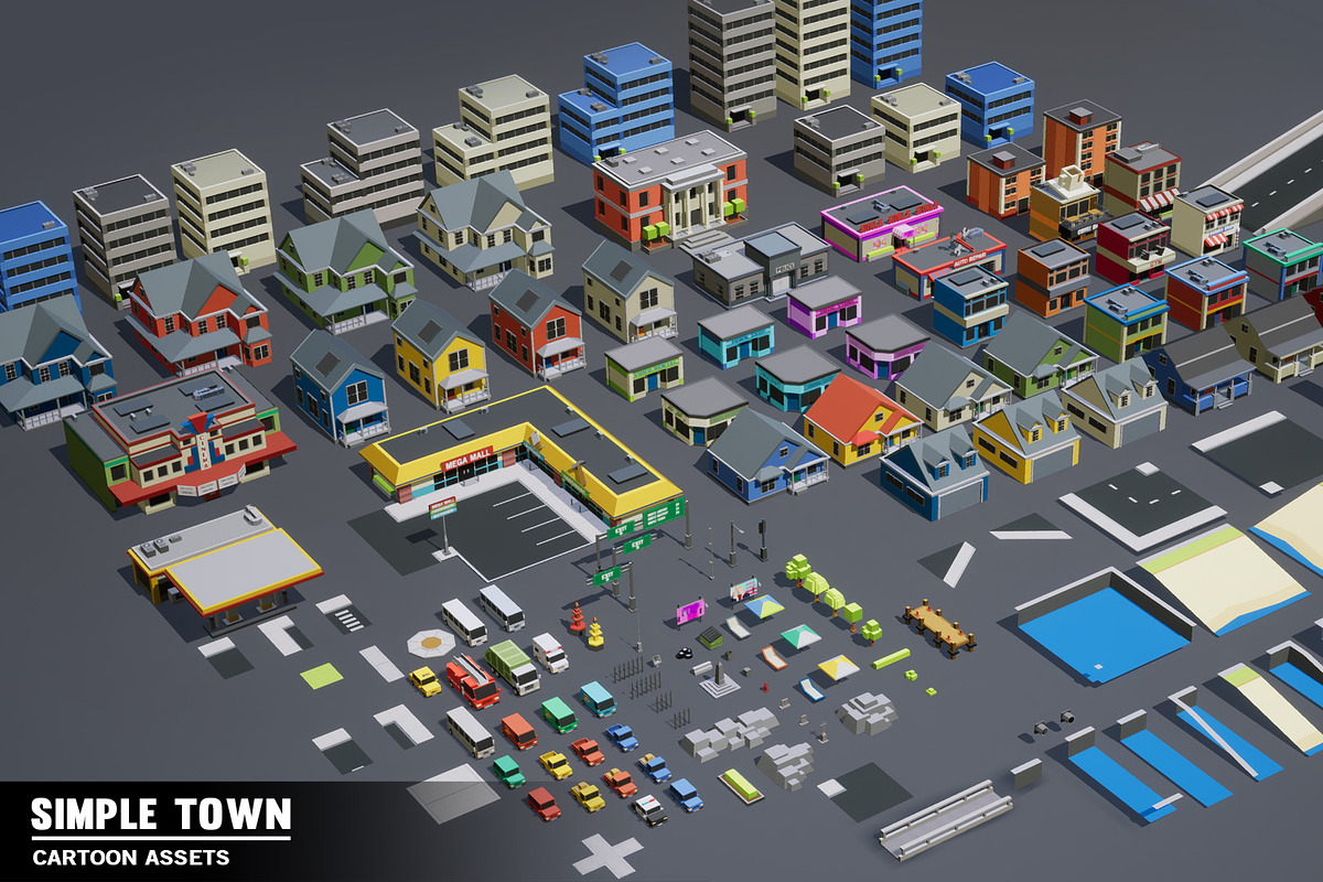 Simple Town - Cartoon City Assets, an Environmental 3D Model by Simple Assets (Photo 11 of 13)