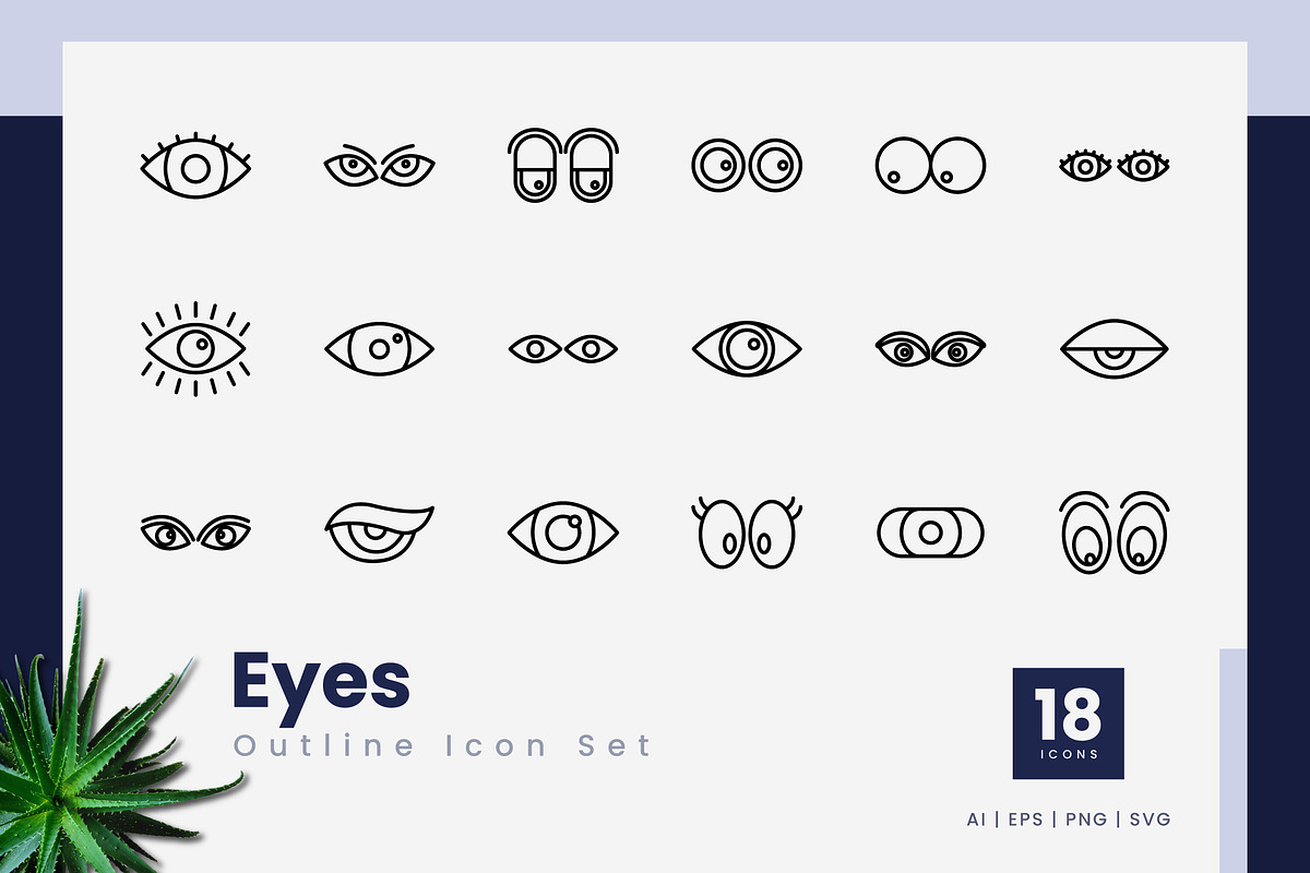 Eyes Outline Icons, an Outline Icon by Zeer Graphic