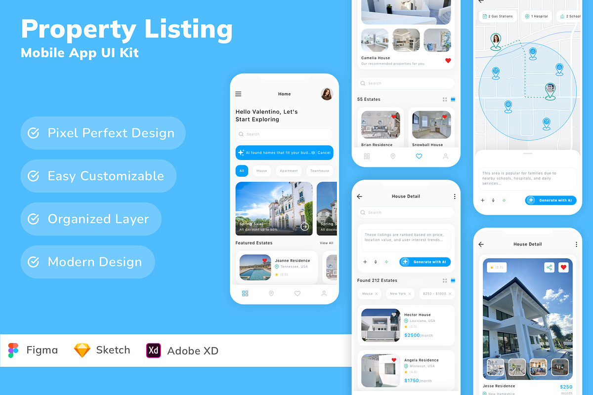 Property Listing Mobile App UI Kit, an UI Kit Template by Betush (Photo 1 of 2)