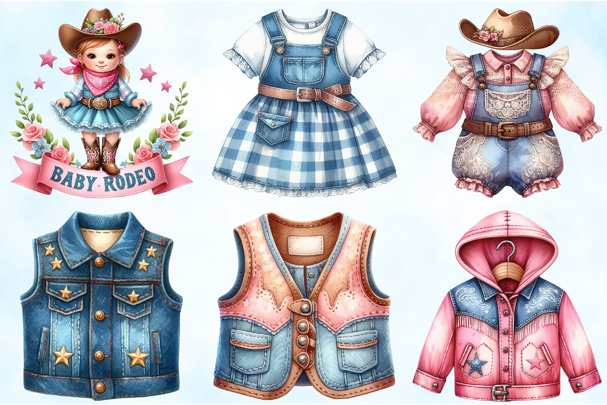 Watercolor Cowgirl Baby Clothes PNG, an Illustration by Craft Nest (Photo 4 of 6)
