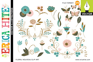 Floral Nouveau: Vector Art +Bonus