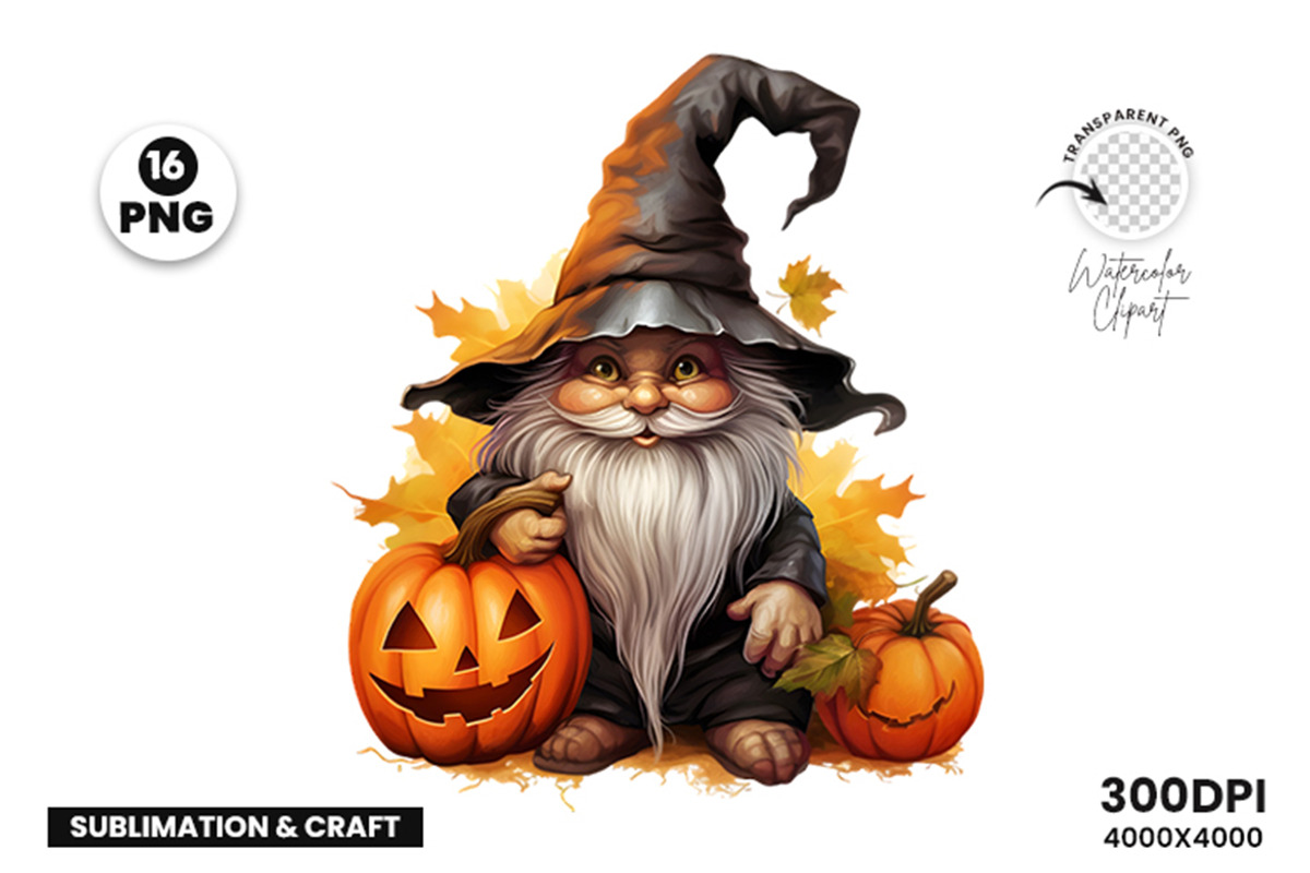 Halloween Fall Gnome Witch Bundle, a Seasonal Illustration by Creative Arslan (Photo 7 of 9)
