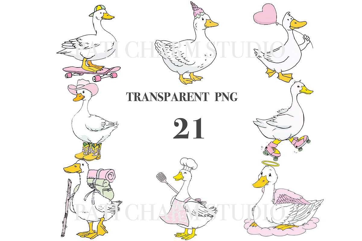 21 Silly Goose Clipart PNG, an Animal Illustration by Pati Charm Studio (Photo 3 of 8)