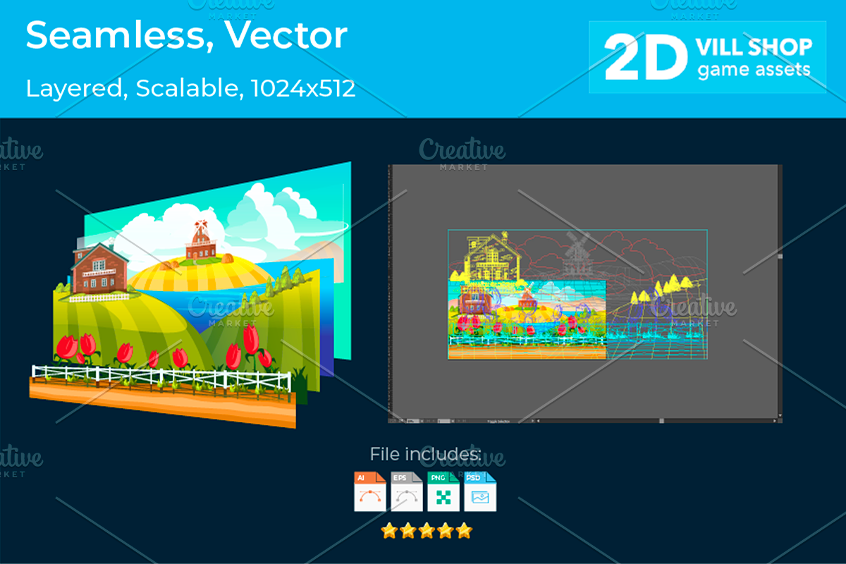 5  Farm Game Backgrounds, a Texture Illustration by 2dvillShop (Photo 2 of 8)
