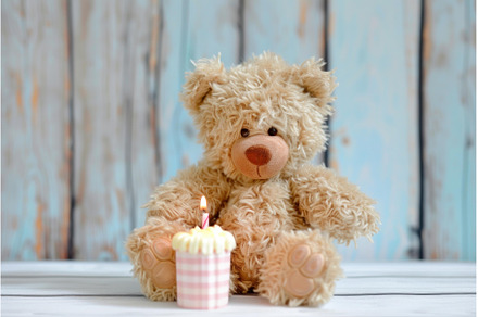 Festive Birthday teddy bear, a Holiday Photo by Ylivdesign