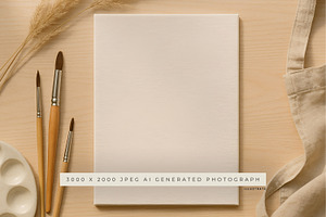 Canvas and Paint Brushes Mockup, a Mockup by illuztrate