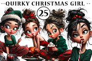 Quirky Christmas Girl Clip Art, an Illustration by CreationArt (Thumbnail 1 of 5)