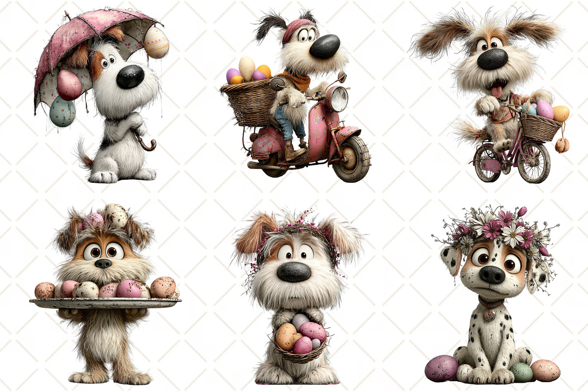 Whimsical Easter Dog Clipart, an Illustration by Black Bird Studio (Photo 6 of 6)