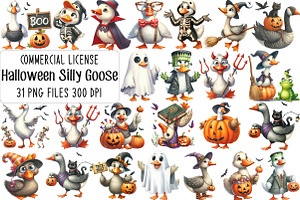 Funny Halloween Silly Goose Clipart, an Illustration by CraftArtStudio