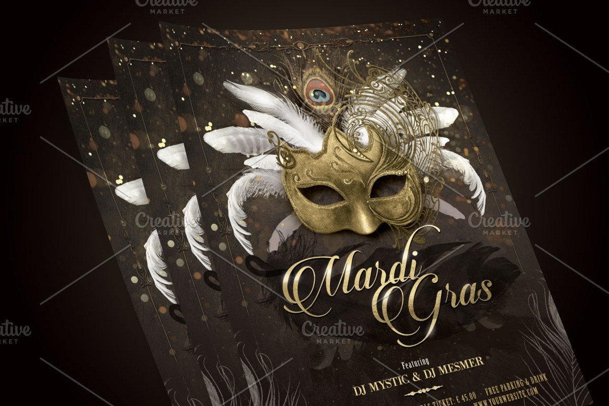 Mardi Gras Masquerade Ball Flyer, a Flyer Template by Ade Concept (Photo 3 of 6)