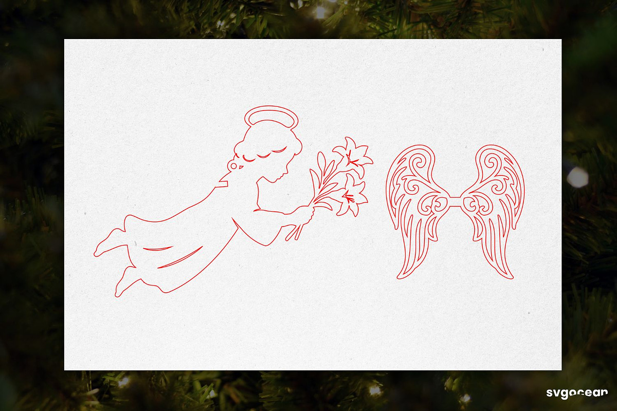 3D Christmas Angels Ornament Bundle, a Decorative Illustration by svgocean (Photo 5 of 20)