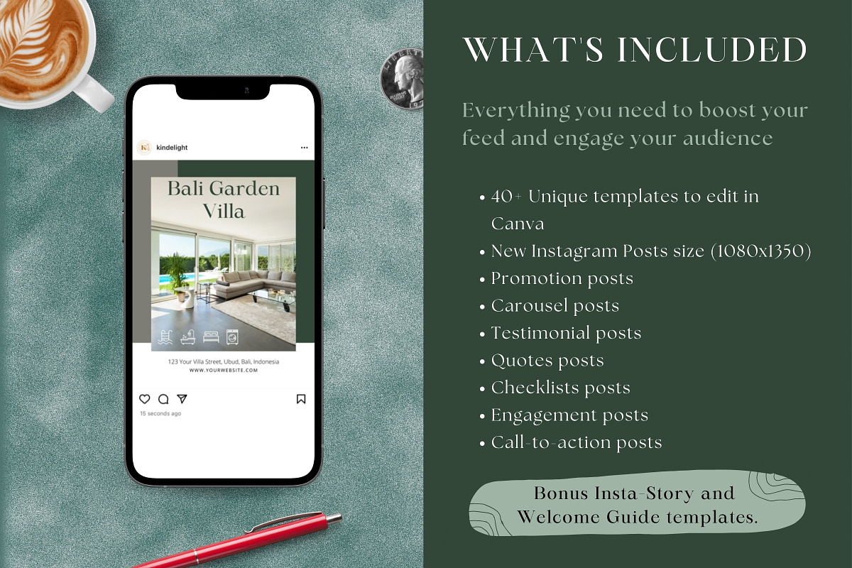 Villa Airbnb Instagram Templates, a Social Media Template by Kindelight (Photo 2 of 4)