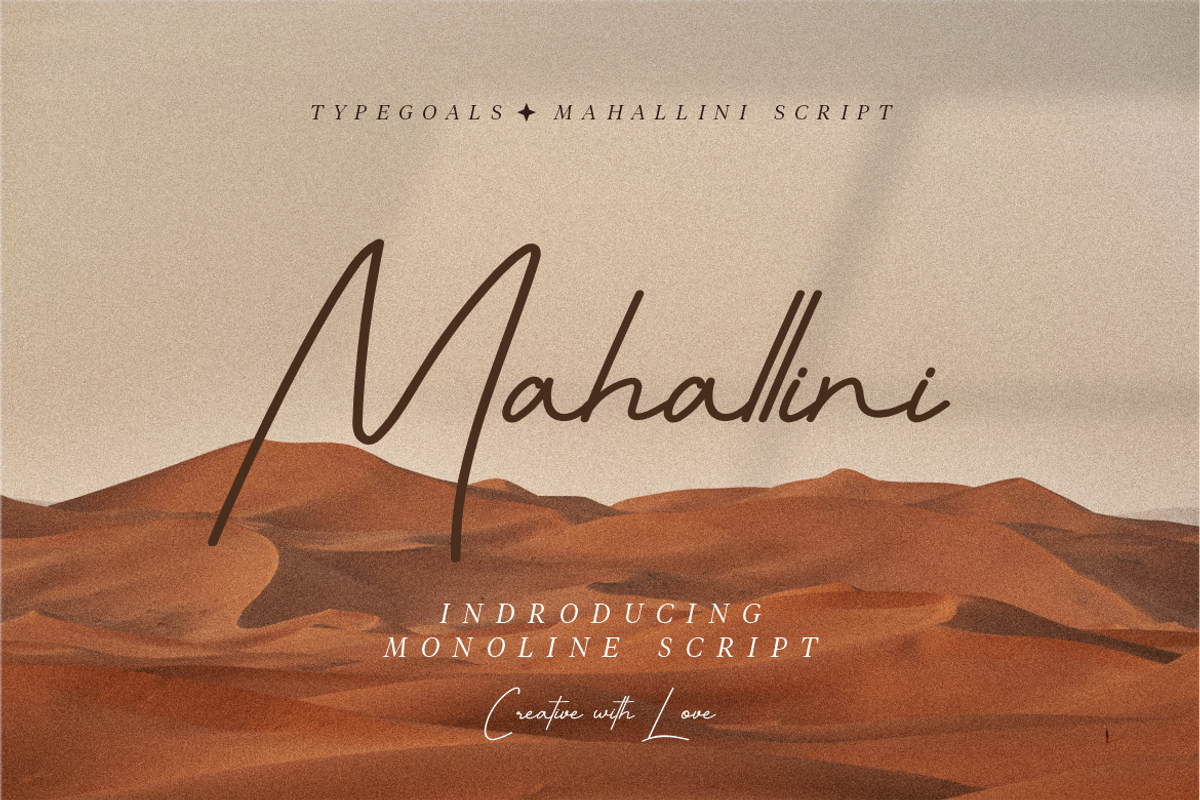 Mahallini Signature Monoline, a Script Font by Typegoals Studio (Photo 1 of 9)