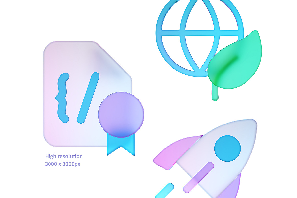 Blockchain glass 3D icons, an Icon by LAFS (Photo 2 of 4)
