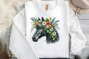 Watercolor Spring Black Horse, an Illustration by DreamCafeArt (Thumbnail 4 of 4)
