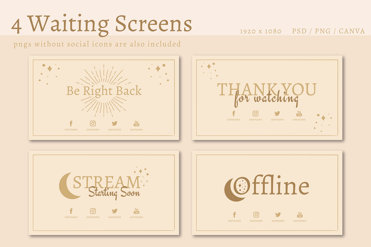 Streaming: Modern Magic Graphics Kit, a Social Media Template by Liseno Designs (Photo 2 of 9)