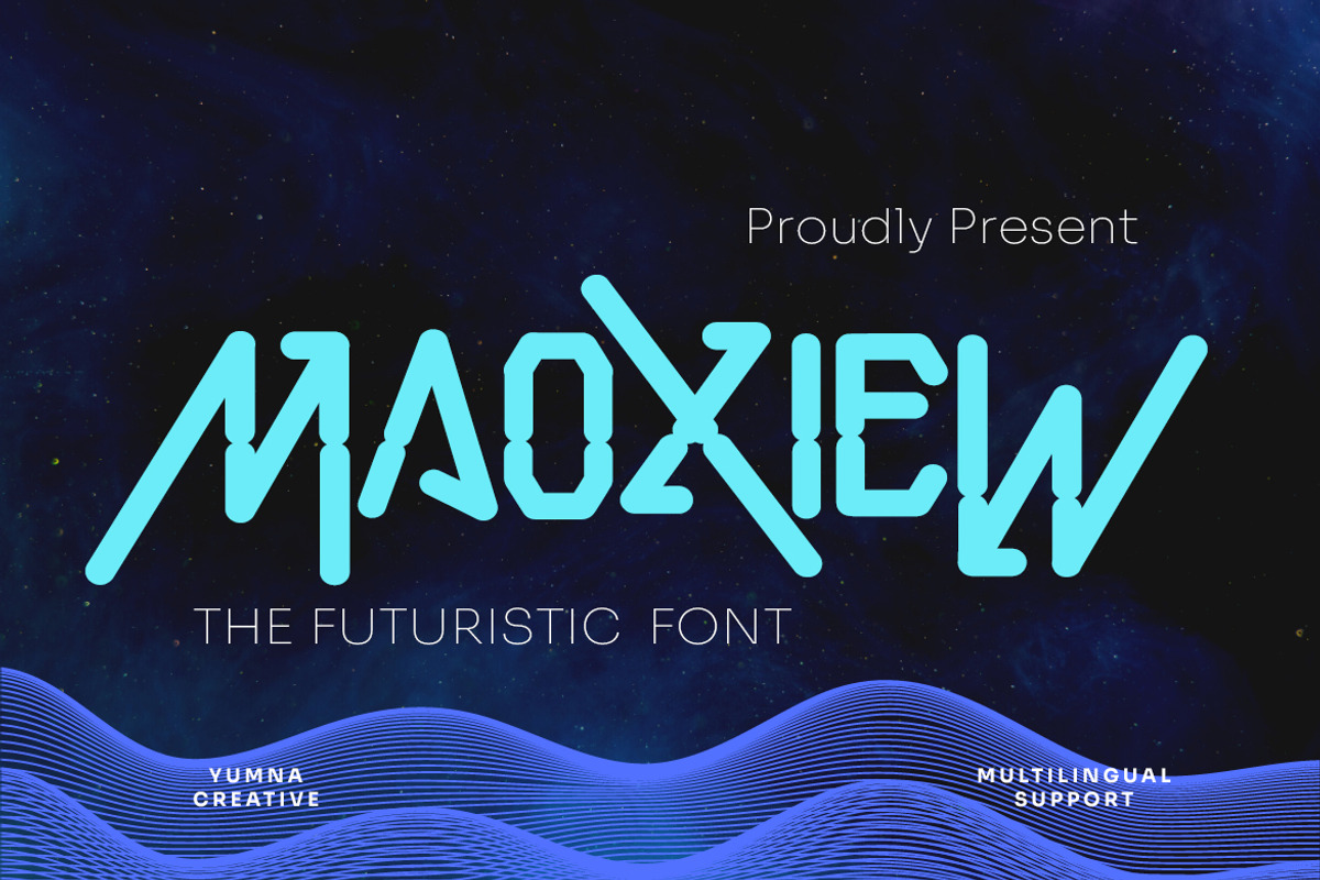 Maoxiew - Futuristic Font, a Handwritten Font by Dhabee (Photo 1 of 12)