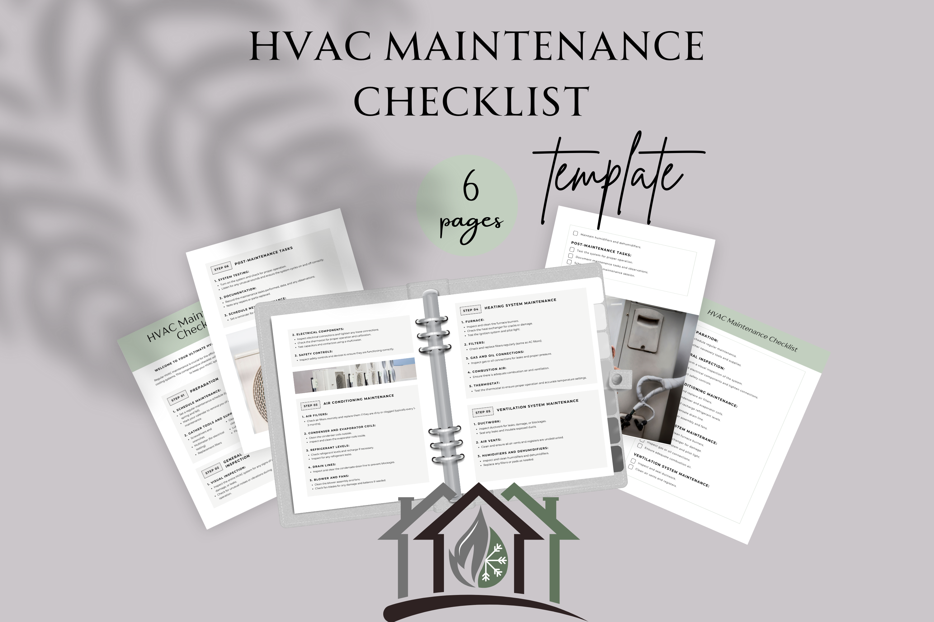 HVAC MAINTENANCE CHECKLIST TEMPLATE, a Brochure Template by Daring Digies