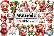Christmas Teddy Bear Clipart, an Illustration by Design Market (Thumbnail 1 of 5)