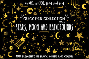 Stars, moon and backgrounds