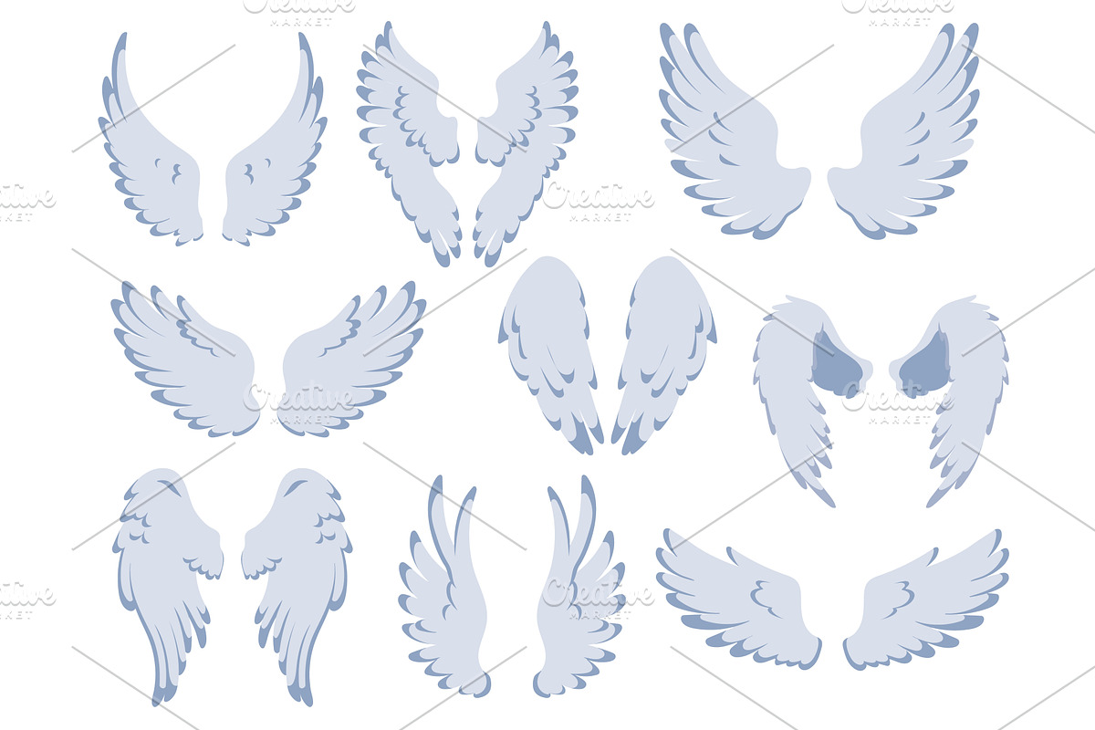 White angel wings. Cartoon holy, an Animal Illustration by YummyBuum