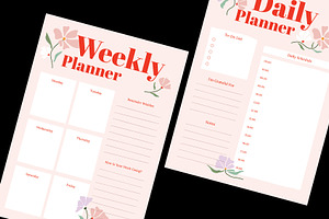 Floral Daily Weekly Planner