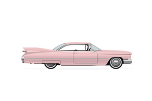 Classic American Vintage Pink Car.