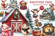 Christmas Farm Sublimation Clipart, an Illustration by CreationArt (Thumbnail 1 of 5)