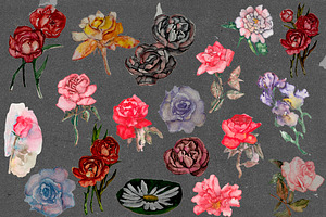 Retro Flowers Watercolour