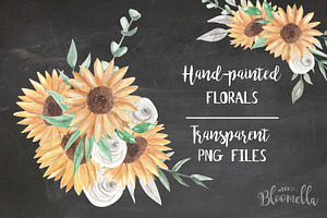 Sunflower Watercolor Floral Bouquets