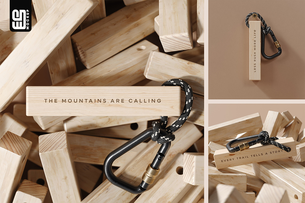 Wooden Keychain with Rope Mockup, an Advertising Mockup by SD Mockup (Photo 1 of 4)
