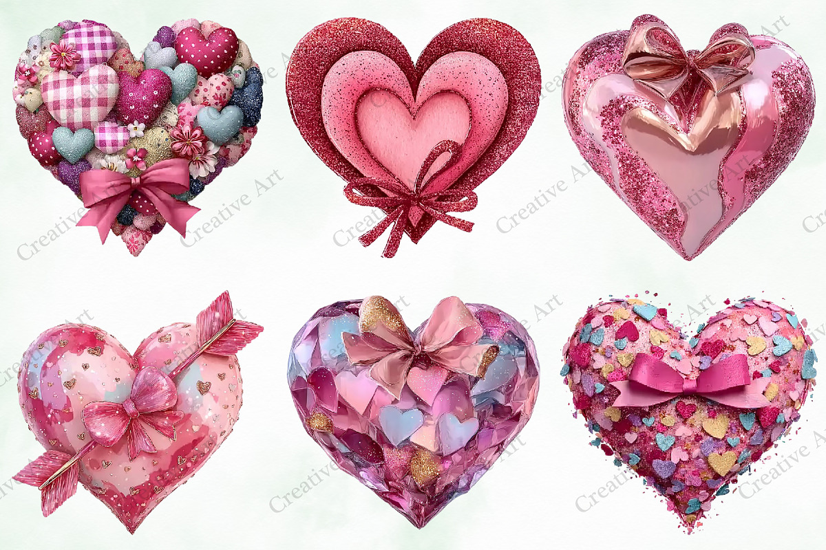 Watercolor Valentine Heart Clipart, an Illustration by Creative Art (Photo 7 of 9)