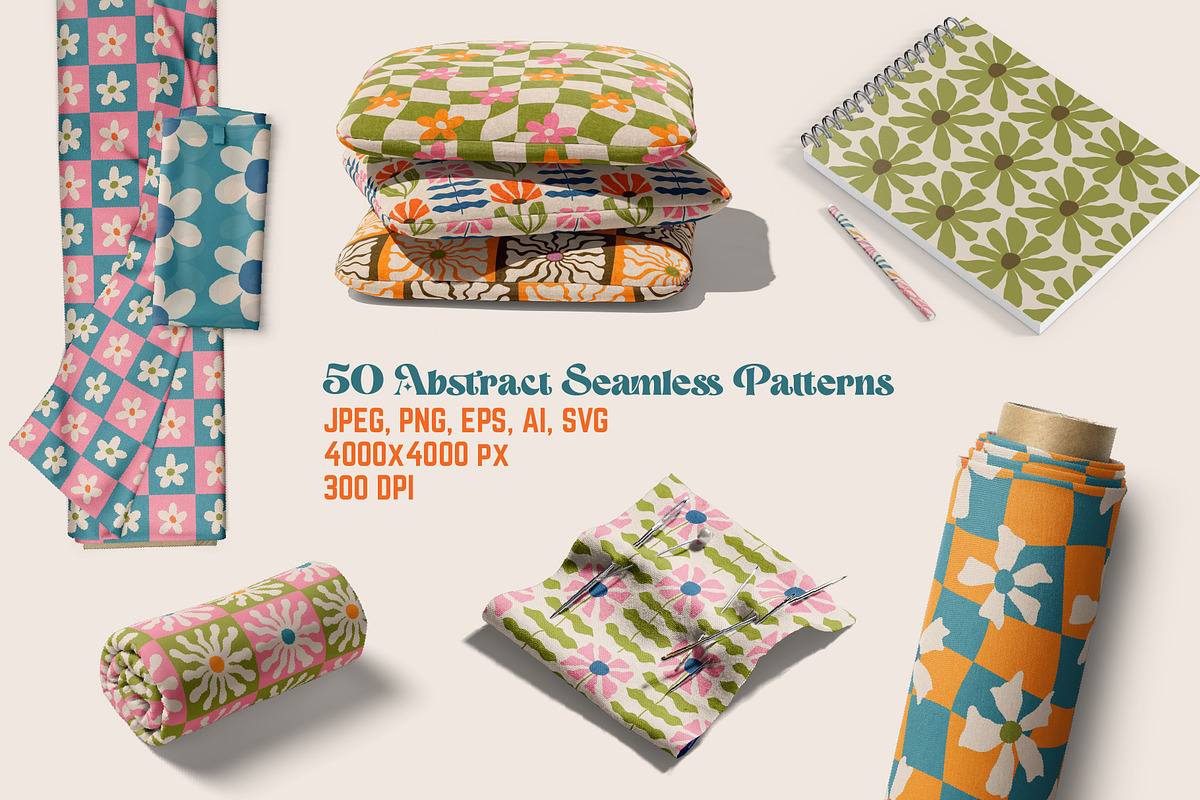 50 Groovy Retro Seamless Patterns, a Pattern Graphic by AnnArt (Photo 2 of 8)